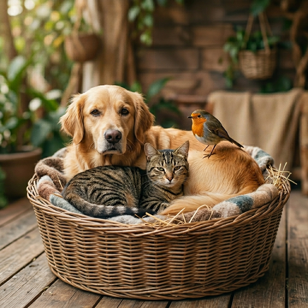 Cão resgatado em retrato editorial, olhando para a câmera com luz suave